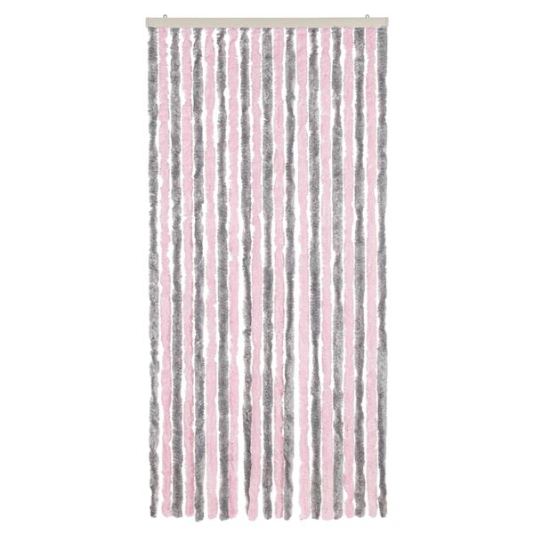 vidaXL Fly Curtain Silver Grey and Pink 90x200 cm Chenille