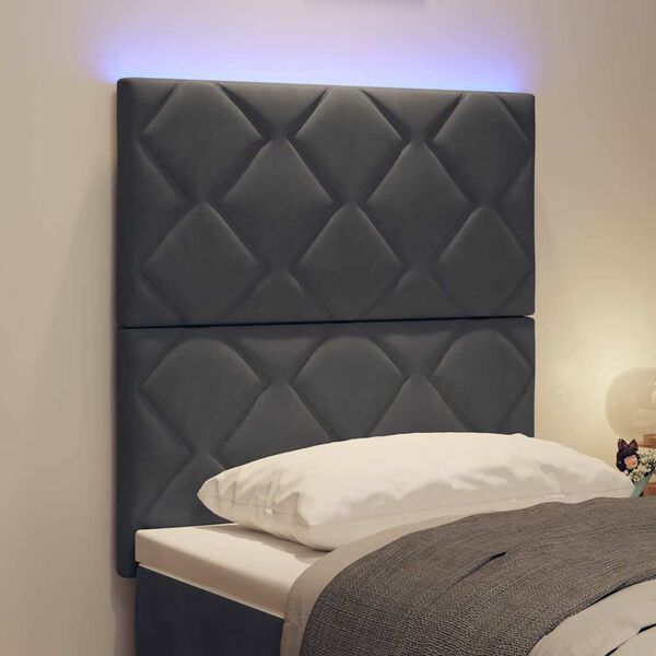 vidaXL LED Headboard with Headboard Dark Grey 80 cm Faux Leather