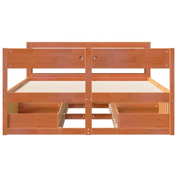 vidaXL Bed Frame without Mattress Wax Brown 160x200 cm Solid Wood Pine