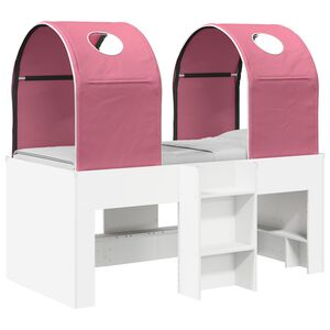 vidaXL Bed with Tunnel 4 pcs White and Pink Engineered Wood