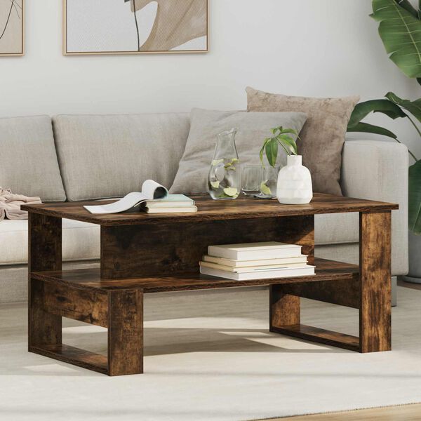 vidaXL Coffee Table Smoked Oak 90 x 50 x 40 cm Engineered Wood