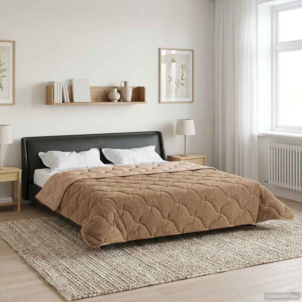 vidaXL Winter Duvet Taupe 220 x 260 cm Microfiber and Teddy fleece