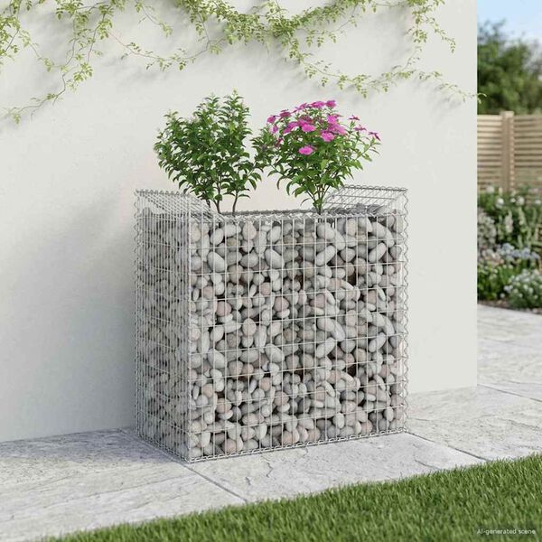 vidaXL Gabion Raised Bed Silver 50 x 100 x 100 cm Galvanised Steel