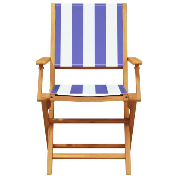 vidaXL Folding Garden Chairs 6 pcs Blue and White Fabric and Solid Wood