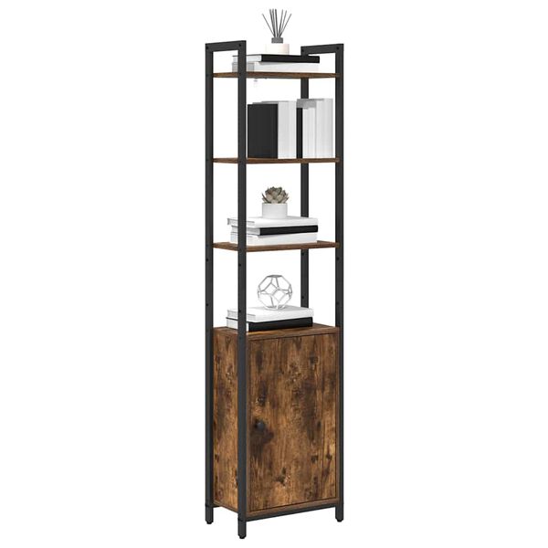 vidaXL Book Cabinet Smoked Oak 40 x 24 x 161 cm Engineered Wood