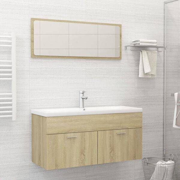 vidaXL Bathroom Furniture Set Sonoma Oak Engineered Wood