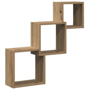 vidaXL Wall Cube Shelves Artisan Oak 68x15x68 cm Engineered Wood