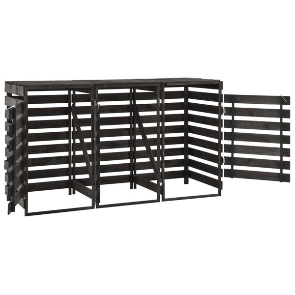 vidaXL Triple Wheelie Bin Shed 210x75x121 cm Painted Solid Pinewood