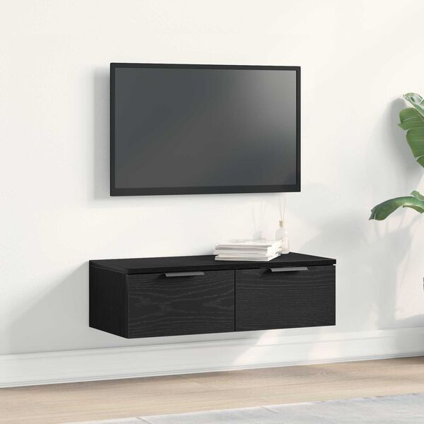 vidaXL Wall Cabinet Black Oak 68 x 30 x 20 cm Engineered Wood