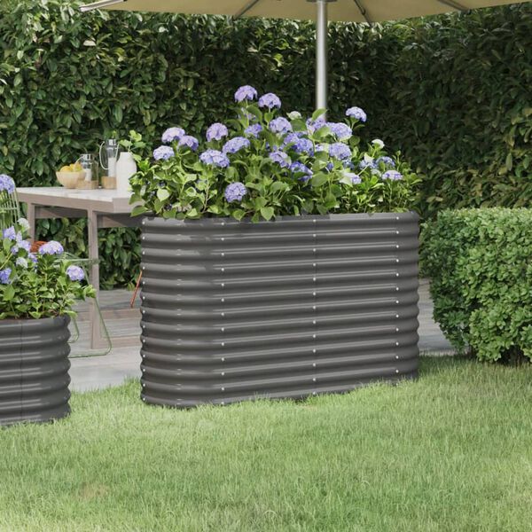 vidaXL Garden Raised Bed Galvanised Steel 114x40x68 cm Grey