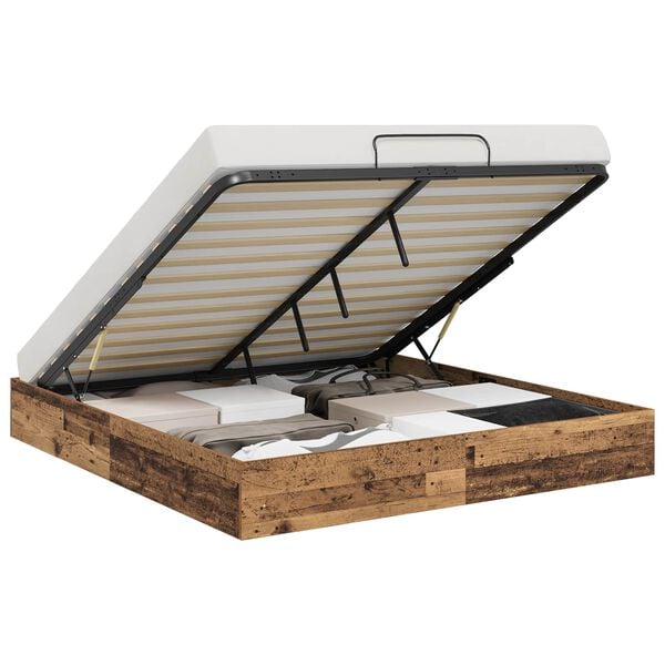 vidaXL Ottoman Bed Frame Old Wood 203 x 180 x 25 cm Engineered Wood