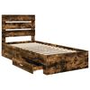 vidaXL Bed Frame with Drawer Smoked Oak 100 x 200 cm Engineered Wood