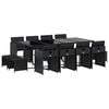 vidaXL 13 Piece Garden Dining Set with Cushions Black Poly Rattan
