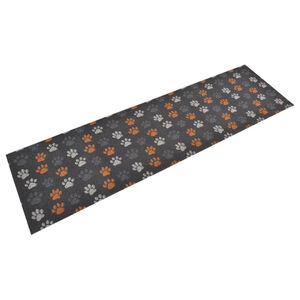vidaXL Kitchen Rug Washable Paws 45x150 cm Velvet