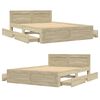 vidaXL Bed Frame with Headboard without Mattress Sonoma Oak 135x190 cm Double