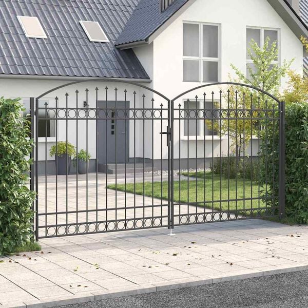 vidaXL Fence Gate with Lock Grey 401 x 250 cm Steel
