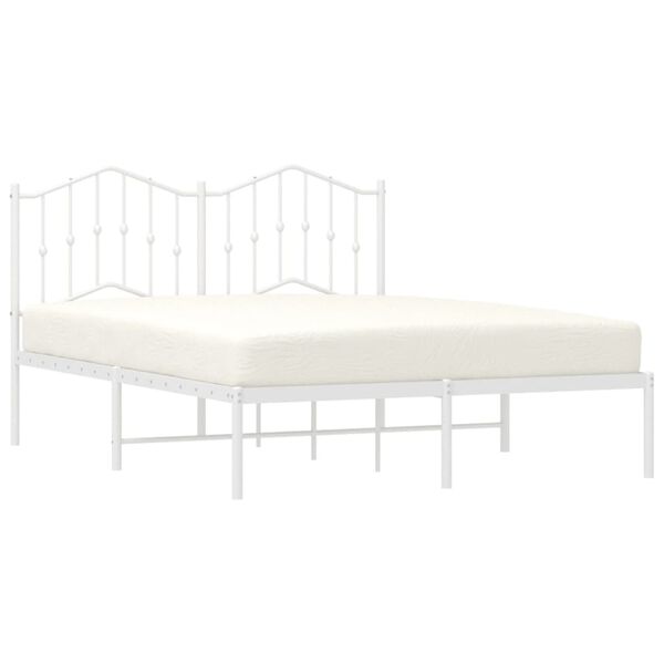 vidaXL Metal Bed Frame without Mattress with Headboard White 140x190cm