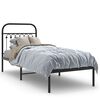 vidaXL Metal Bed Frame without Mattress with Headboard Black 75x190cm
