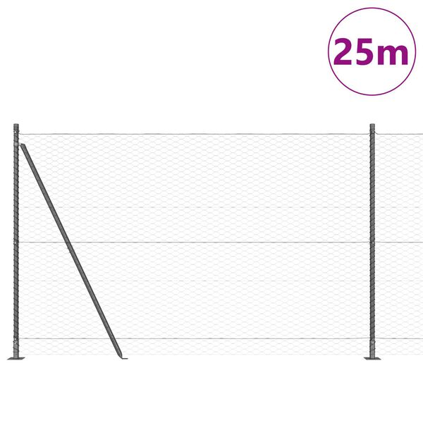 vidaXL Fence Post Grey 25 x 1.4 m (36 mm mesh) Steel and PVC