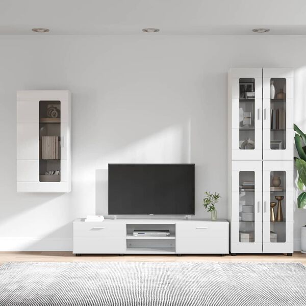 vidaXL TV Cabinet Set FLORIN High Gloss White Engineered Wood