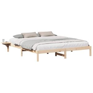 vidaXL Bed Frame Natural 200 x 200 cm Solid Pine Wood