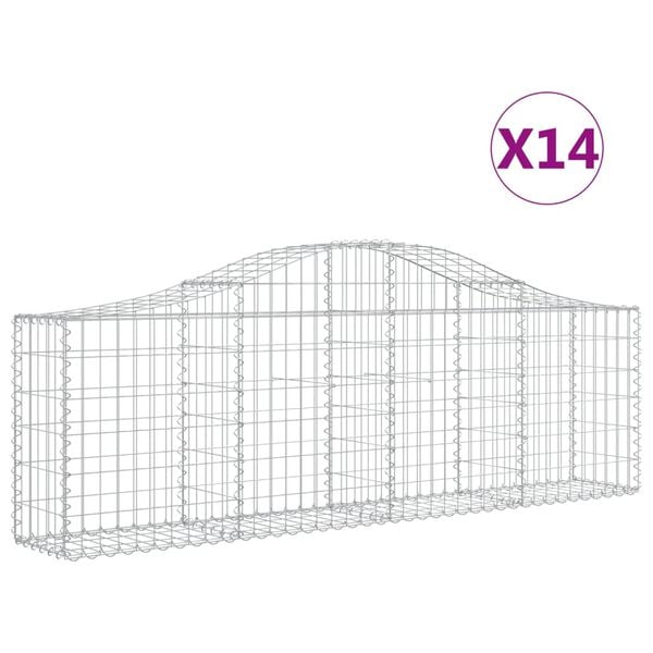 vidaXL Arched Gabion Baskets 14 pcs 200x30x60/80 cm Galvanised Iron