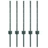 vidaXL Embedded Fence Post 5 pcs Green 100 cm Powder-Coated Steel