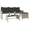 vidaXL Garden Sofa with Table and Cushions L-Shaped Light Grey Poly Rattan