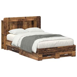 vidaXL Bed Frame with Storage Old Wood 120 x 190 cm Engineered Wood