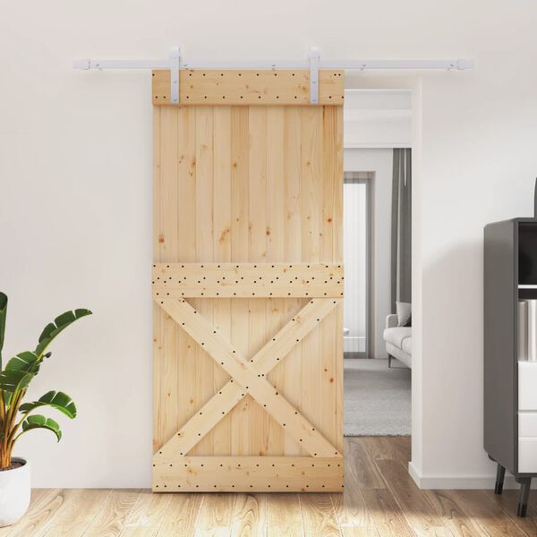 vidaXL Sliding Door with Hardware Set 95x210 cm Solid Wood Pine