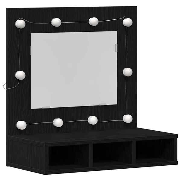 vidaXL Mirror Cabinet Black Oak 60 x 31.5 x 62 cm Engineered Wood
