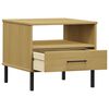 vidaXL Bedside Table with Metal Legs Brown Solid Wood Pine OSLO