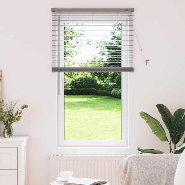 vidaXL Window Blind with Curtains Manual Silver Aluminium