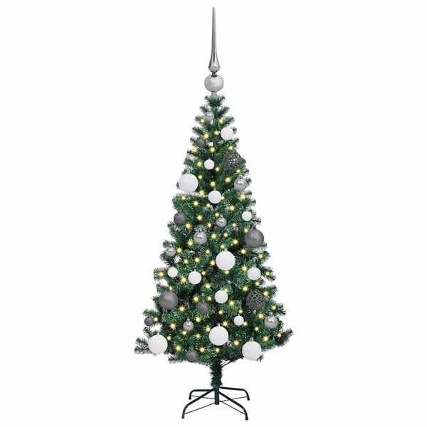 vidaXL Artificial Pre-lit Christmas Tree Green 120 cm PVC and Metal