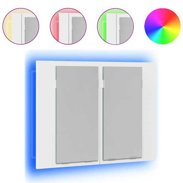 vidaXL LED Bathroom Mirror Cabinet White 60x12x45 cm Acrylic