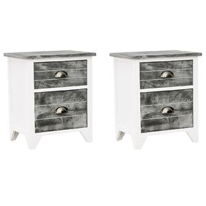 vidaXL Nightstand 2 pcs with 2 Drawers Grey and White