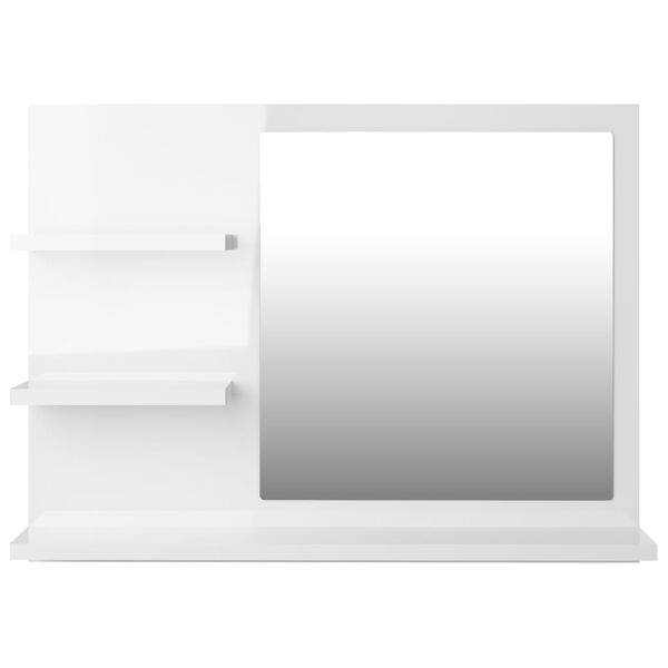 vidaXL Bathroom Mirror High Gloss White 60x10.5x45 cm Engineered Wood