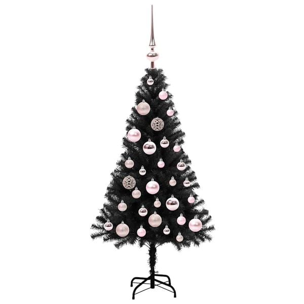 vidaXL Christmas Tree with 150 LEDs with Stand Black 120 cm PVC