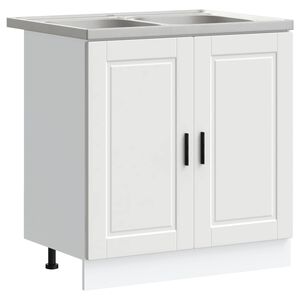 vidaXL Sink Base Cabinet with Door Porto 2 pcs White Engineered wood