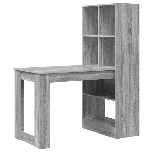 vidaXL Desk with Shelf Grey Sonoma 122 x 67 x 145 cm Engineered Wood