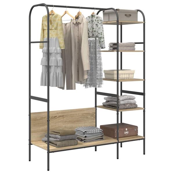 vidaXL Clothes Rack with Shelf Brown 120 x 44 x 160 cm Engineered Wood