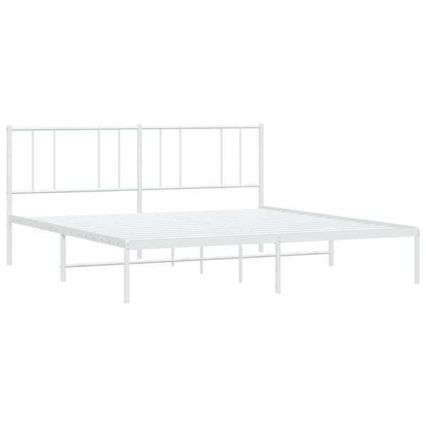 vidaXL Metal Bed Frame without Mattress with Headboard White 180x200cm