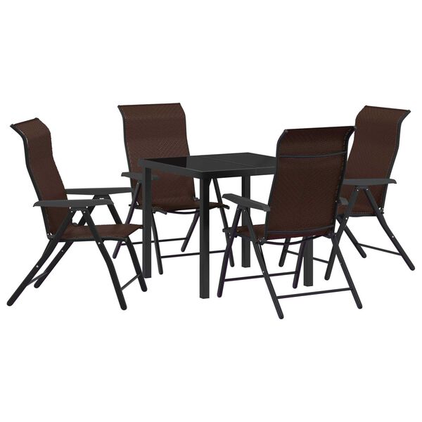 vidaXL Garden Dining Set Height-Adjustable 5 pcs Brown Poly rattan