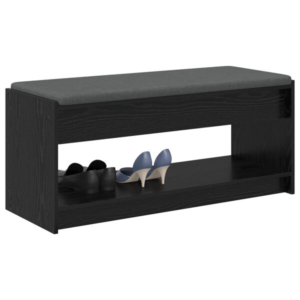 vidaXL Hall Bench with Cushion with Shelf Black Oak 103 x 38 x 45 cm