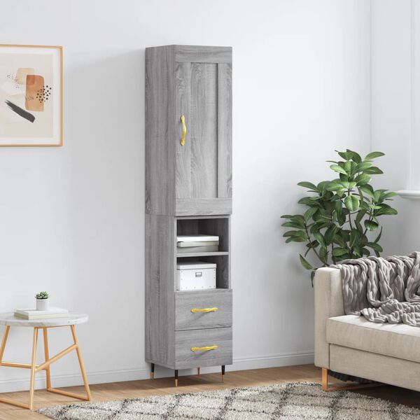 vidaXL Highboard Grey Sonoma 34.5x34x180 cm Engineered Wood