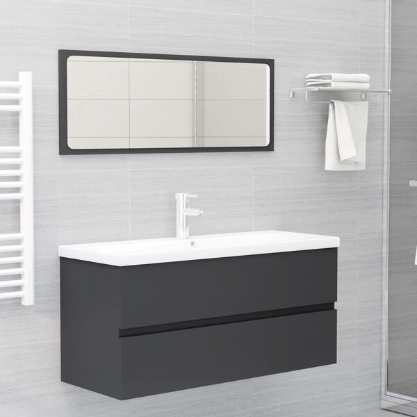 vidaXL Bathroom Furniture Set Grey Engineered Wood