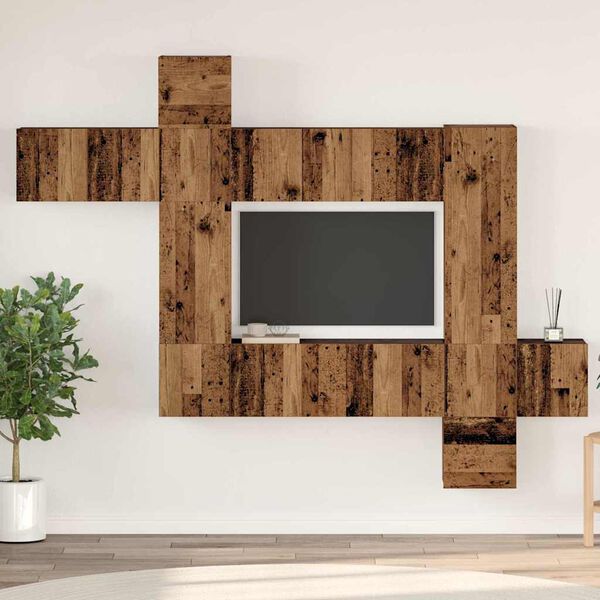 vidaXL TV Cabinet Set Wall-mounted 10 pcs Old Wood Engineered Wood