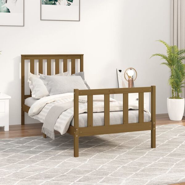 vidaXL Bed Frame without Mattress Honey Brown 90x200 cm Solid Wood Pine