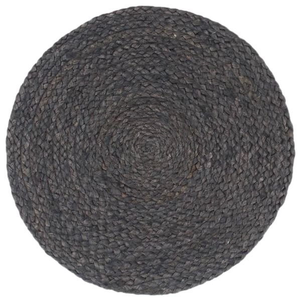 vidaXL Placemats 6 pcs Plain Dark Grey 38 cm Round Jute