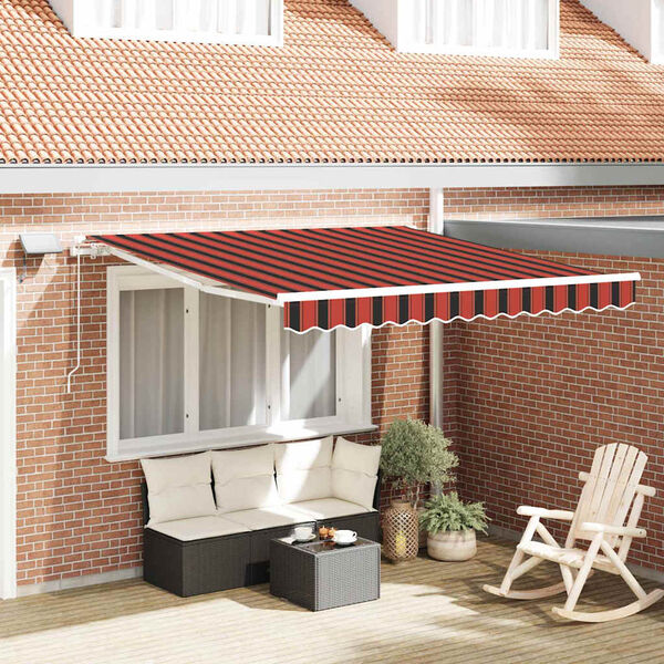 vidaXL Manual Retractable Awning with LED 300x250 cm Orange and Brown